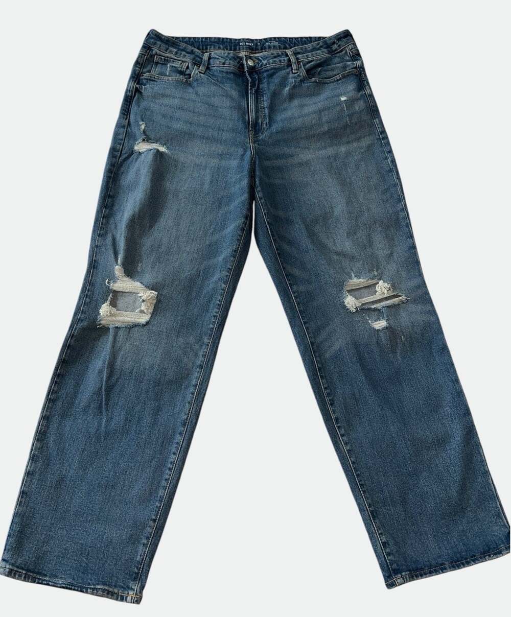 Old Navy O.G. Loose Jeans Women's Size 18 Blue High Rise Secret Distressed